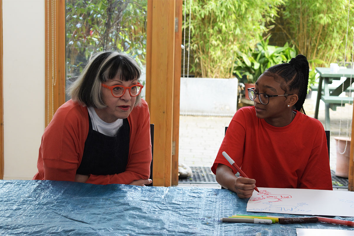 Young carer Faridah with Philippa Perry