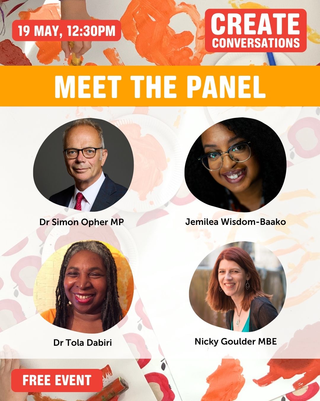 Event promotional graphic including speaker information